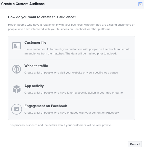 Targeting options in Facebook