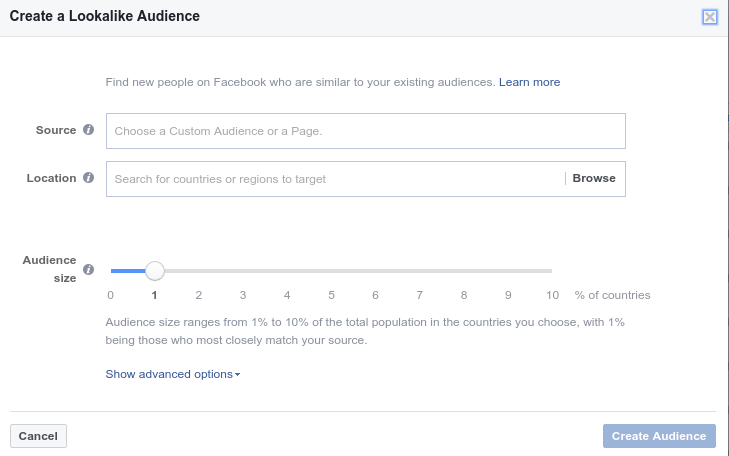 Targeting options in Facebook